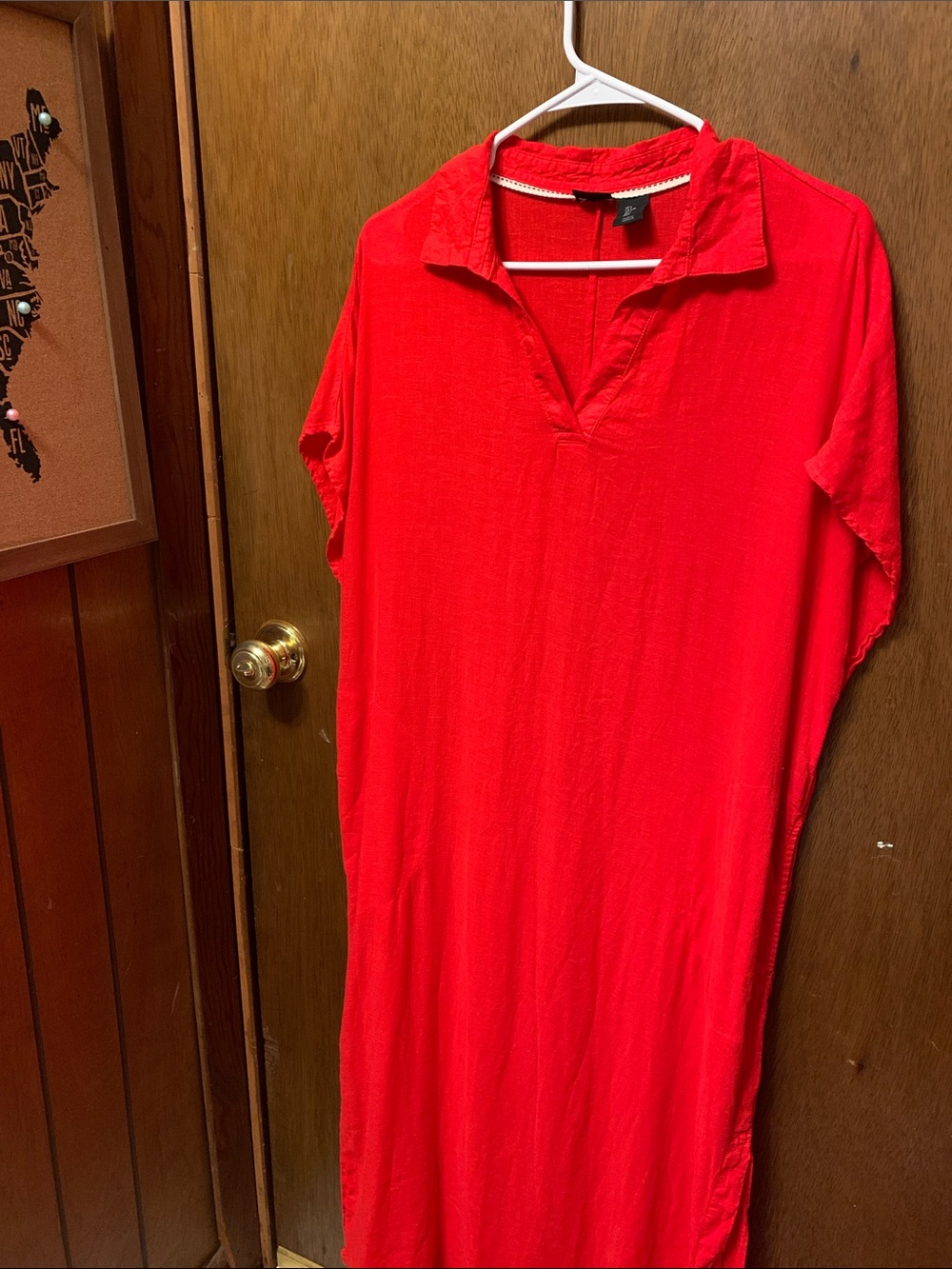 Tahari Red Collared Maxi Dress